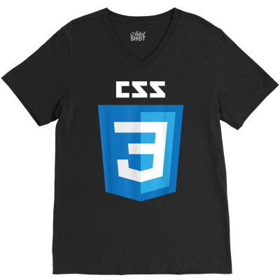 Css Logo Web Developer Nerd Geek Funny T Shirt V-neck Tee Designed By Mendosand
