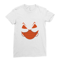 Pumpkin Wearing Mask Jackolantern Halloween Costume 2021 Ladies Fitted T-shirt Designed By Panasadem