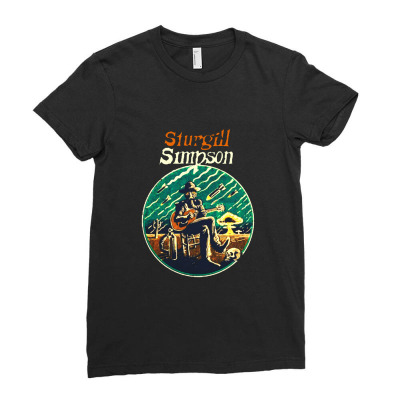 Sturgill Simpson Retro Ladies Fitted T-shirt Designed By Barbarkah