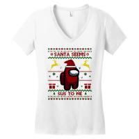 Christmas Santa Cool Funny Impostor Crewmate Women's V-neck T-shirt | Artistshot