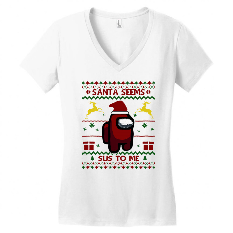 Christmas Santa Cool Funny Impostor Crewmate Women's V-Neck T-Shirt by mirazjason | Artistshot