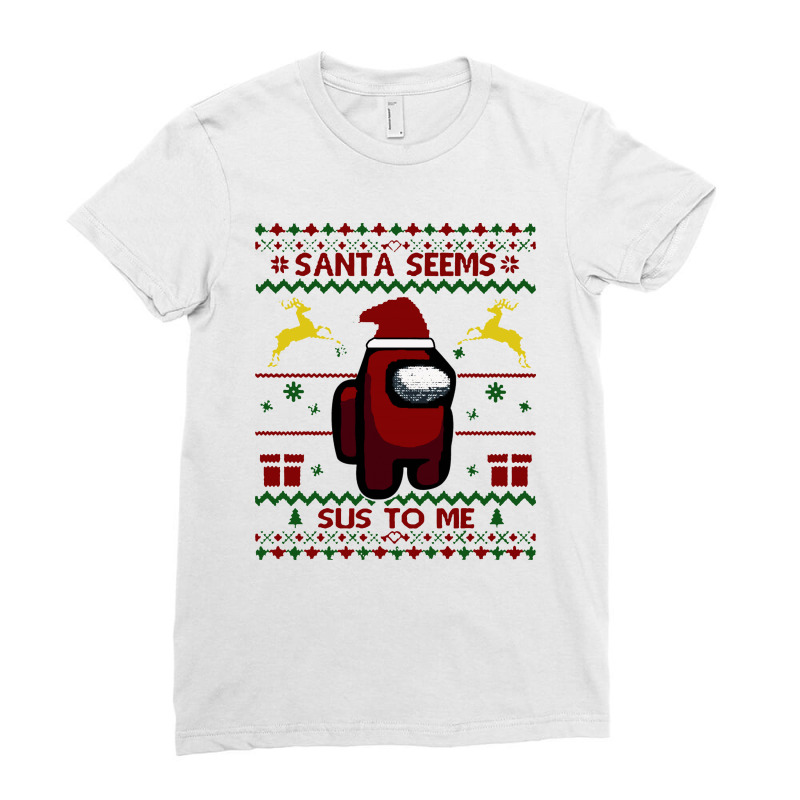 Christmas Santa Cool Funny Impostor Crewmate Ladies Fitted T-Shirt by mirazjason | Artistshot