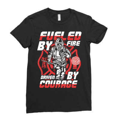 Firefighter Fireman Fueled By Fire 382 Firefighting Ladies Fitted T-shirt Designed By Offensejuggler