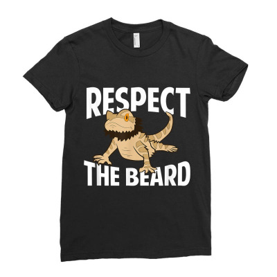 Respect The Beard Funny Bearded Dragon T Shirt Ladies Fitted T-shirt Designed By Figuer3654
