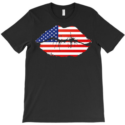 Independence Day T  Shirt4th July Independence Day Flag Lips T  Shirt T-shirt Designed By John Mckeown