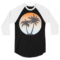 Holiday T  Shirt Coconut Tree On Beach T  Shirtby Arashbeathew 3/4 Sleeve Shirt | Artistshot