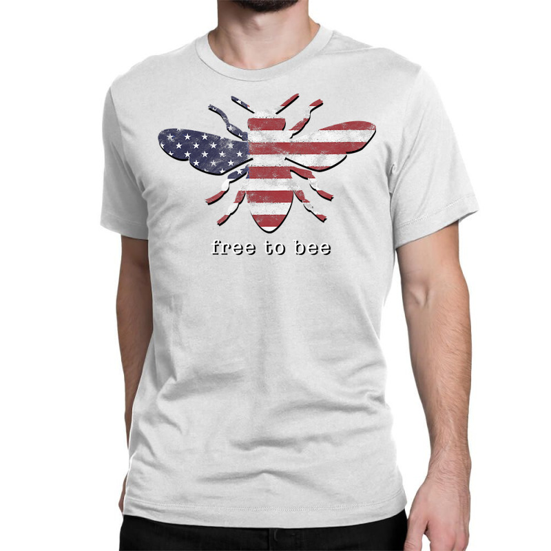 Bee Free' Honeybee With American Flag T Shirt Classic T-shirt | Artistshot