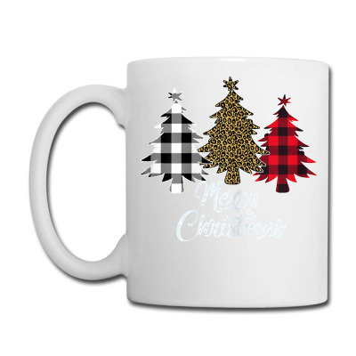 Christmas Tree Shirt Women White & Red Plaid Leopard Print T Shirt Coffee Mug Designed By Corn233