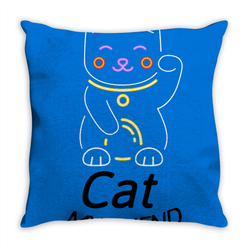 Smiling Friends Cat Cat Neon Throw Pillow | Artistshot