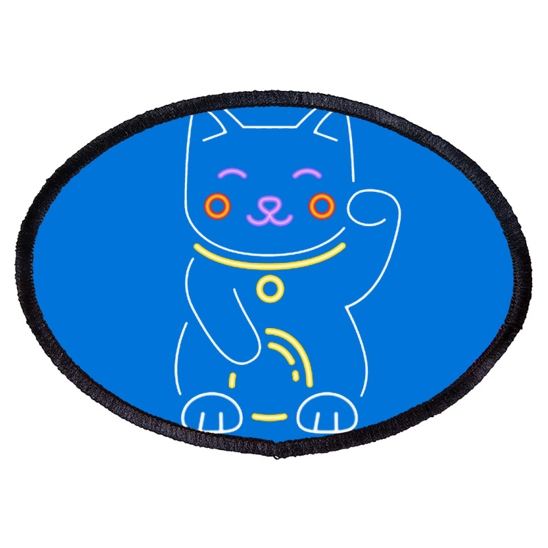 Smiling Friends Cat Cat Neon Oval Patch | Artistshot