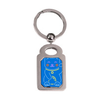 Smiling Friends Cat Cat Neon Silver Rectangle Keychain | Artistshot