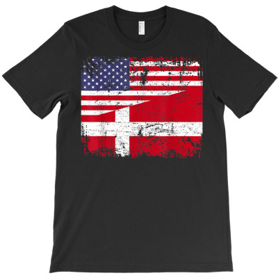 Danish Roots  Half American Flag  Denmark T Shirt T-shirt Designed By Mendosand