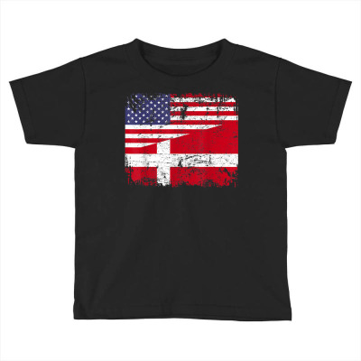 Danish Roots  Half American Flag  Denmark T Shirt Toddler T-shirt Designed By Mendosand