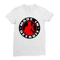 Made In Detroit Ladies Fitted T-shirt Designed By Unicorn Art