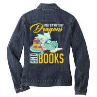 Book Dragon T  Shirt Book Lover Magical Animal Reading Book Dragon T Ladies Denim Jacket | Artistshot