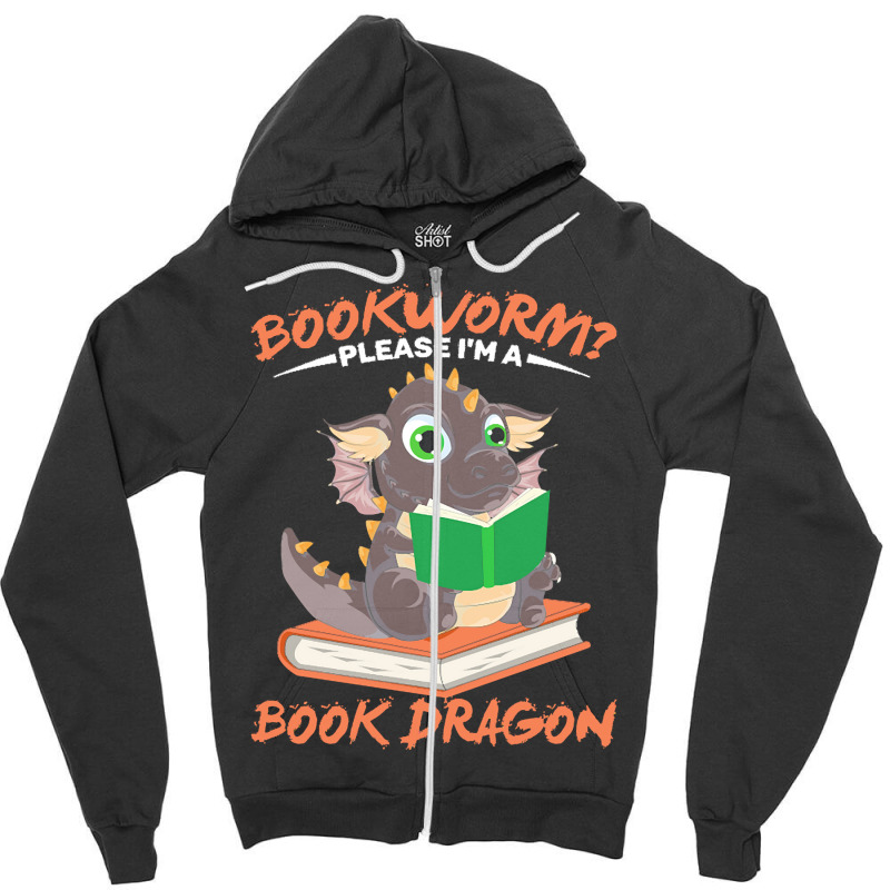 Book Dragon T  Shirt Librarian Reader Funny Bookworm Magical Animal Bo Zipper Hoodie by freddy08359 | Artistshot