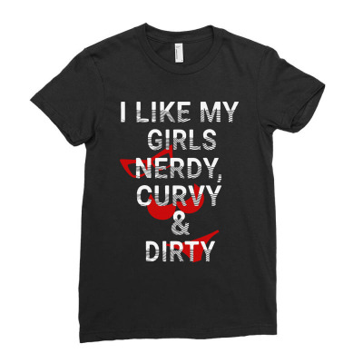 Nerdy Curvy And Dirty Ladies Fitted T-shirt Designed By Kamprett Apparel