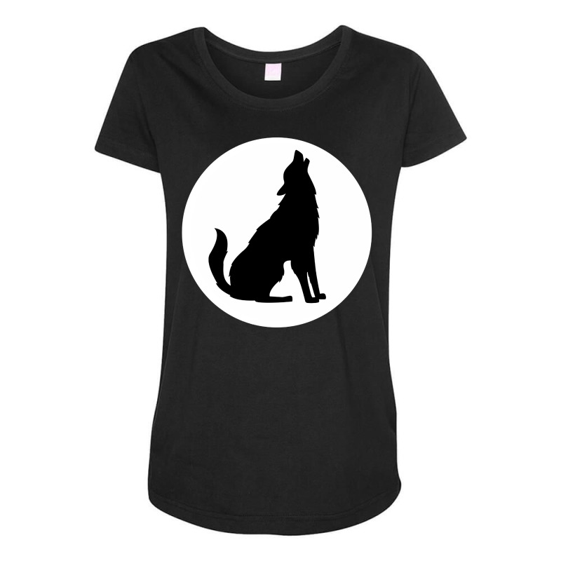 Black And White Silhouette Wolf Maternity Scoop Neck T-shirt by lonnieyrussell | Artistshot