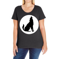 Black And White Silhouette Wolf Ladies Curvy T-shirt | Artistshot