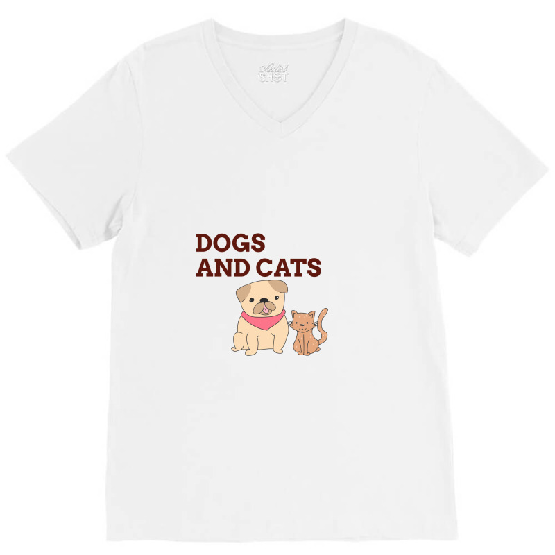 Dogs And Cat V-Neck Tee by KimberlyKeiza | Artistshot