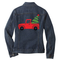 Christmas Truck Ladies Denim Jacket | Artistshot