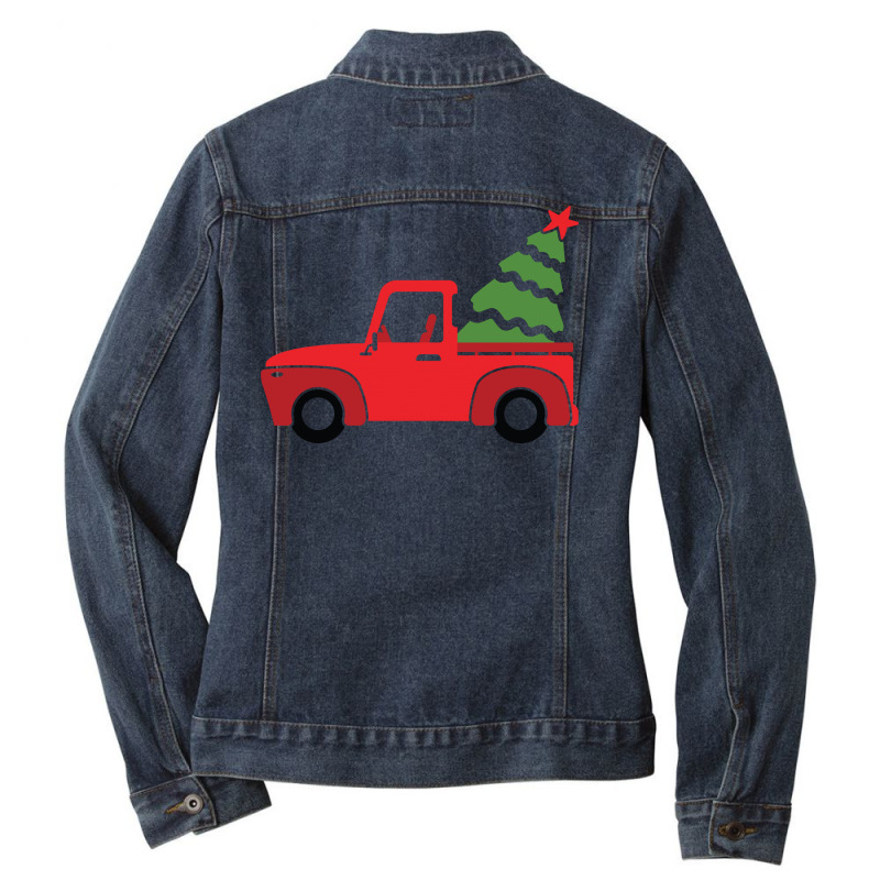 Christmas Truck Ladies Denim Jacket by Chiks | Artistshot