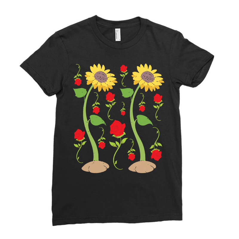 Botanical T  Shirt Floral Nature Sunflowers Garden Flowers Roses Botan Ladies Fitted T-Shirt by freddy08359 | Artistshot