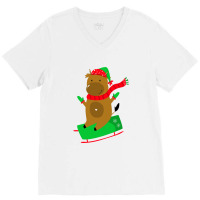 Deer Santa V-neck Tee | Artistshot