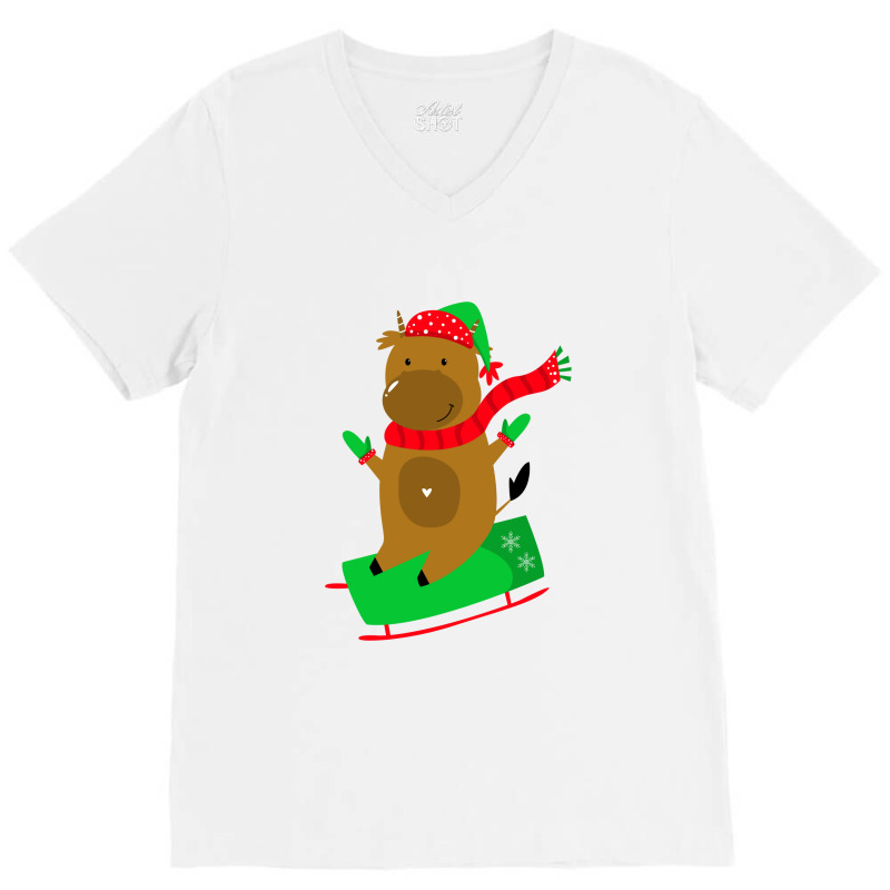 Deer Santa V-Neck Tee by KimberlyKeiza | Artistshot