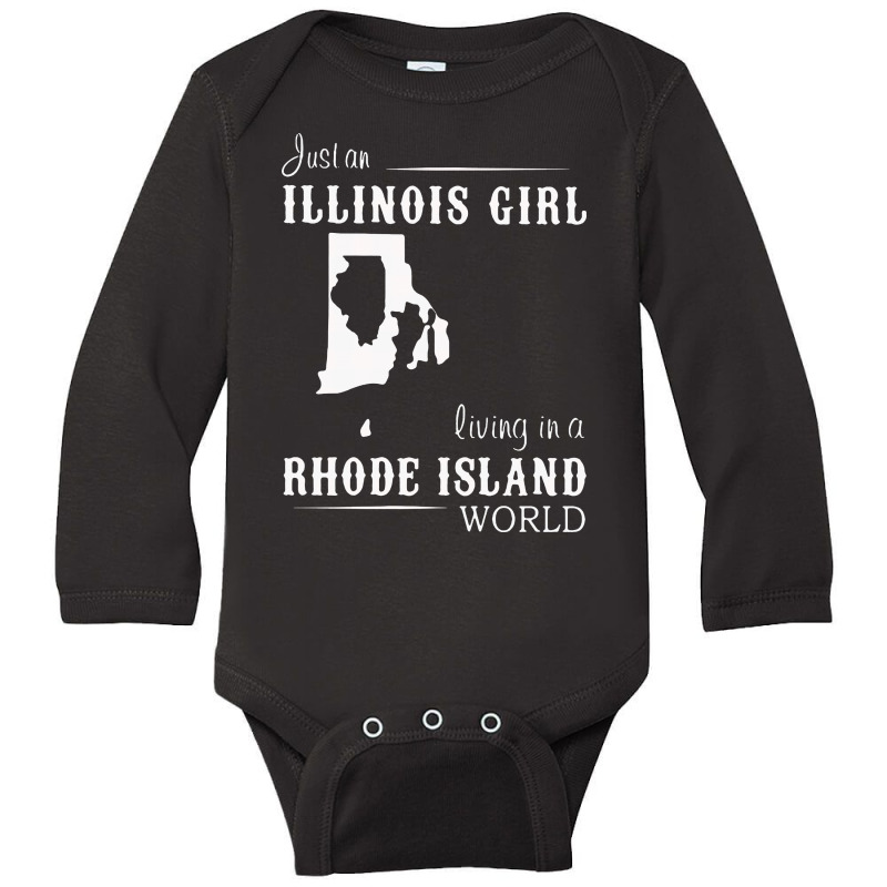 Just An Illinois Girl Living In A Rhode Island World Map Long Sleeve Baby Bodysuit | Artistshot