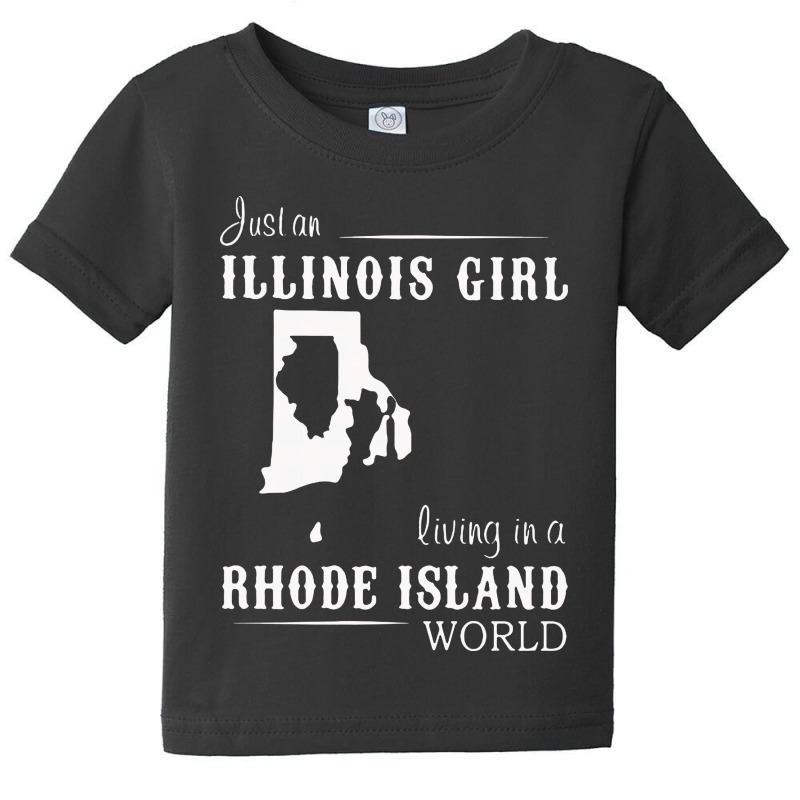 Just An Illinois Girl Living In A Rhode Island World Map Baby Tee | Artistshot