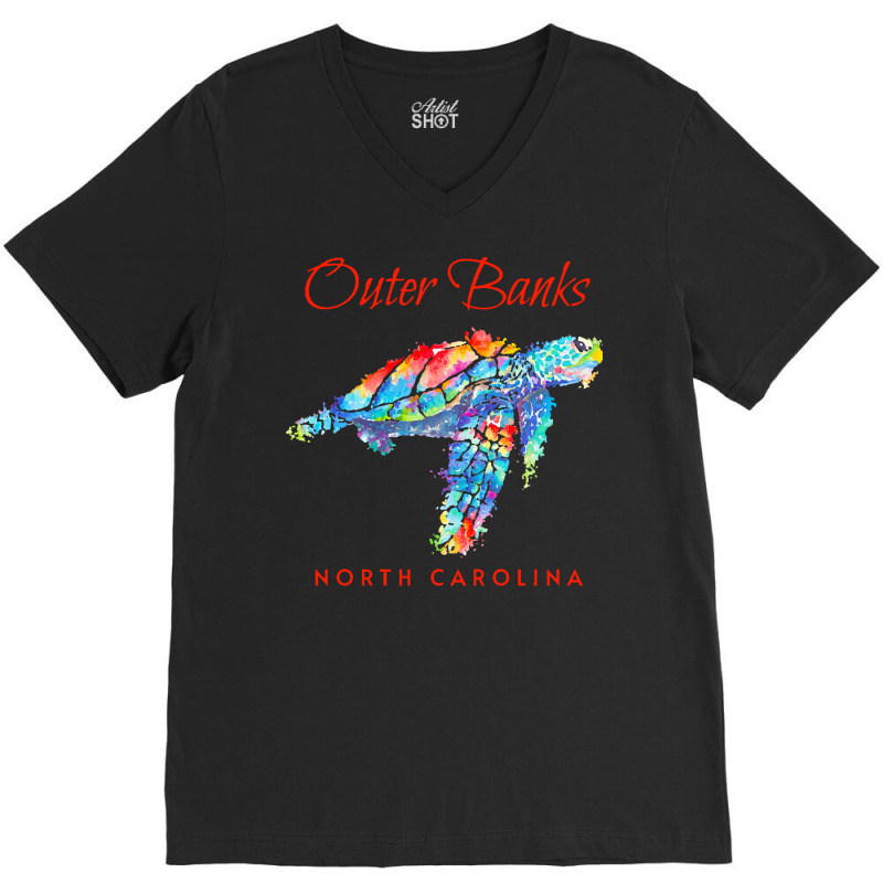 Outer Banks North Carolina Watercolor S T  Shirt Outer Banks North Car V-Neck Tee by darrengorczany780 | Artistshot