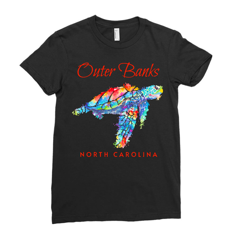 Outer Banks North Carolina Watercolor S T  Shirt Outer Banks North Car Ladies Fitted T-Shirt by darrengorczany780 | Artistshot