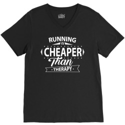 Running Is Cheaper Than Therapy V-Neck Tee | Artistshot