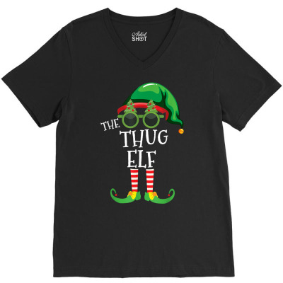 Thug Elf Matching Christmas Group Party Pjs Family Outfits T Shirt V-neck Tee Designed By Mcinty454893