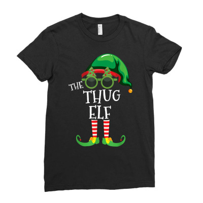 Thug Elf Matching Christmas Group Party Pjs Family Outfits T Shirt Ladies Fitted T-shirt Designed By Mcinty454893