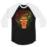 Juneteenth T  Shirt Juneteenth Freedom Day Afro Word Art Black Queen T 3/4 Sleeve Shirt | Artistshot