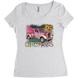 funky christmas truck Women's Triblend Scoop T-shirt | Artistshot
