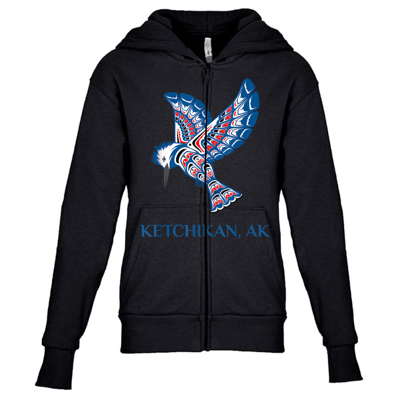 Ketchikan Alaska Kingfisher Native American Indian Bird Art T Shirt Youth Zipper Hoodie by alanacaro | Artistshot