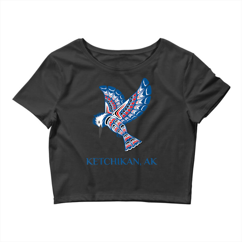 Ketchikan Alaska Kingfisher Native American Indian Bird Art T Shirt Crop Top by alanacaro | Artistshot