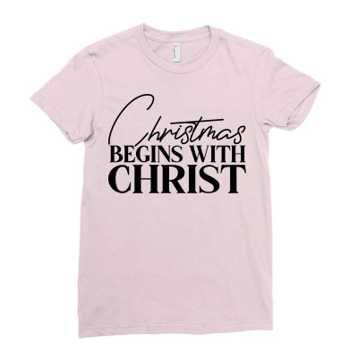 Begins With Christ Ladies Fitted T-shirt Designed By Chiks