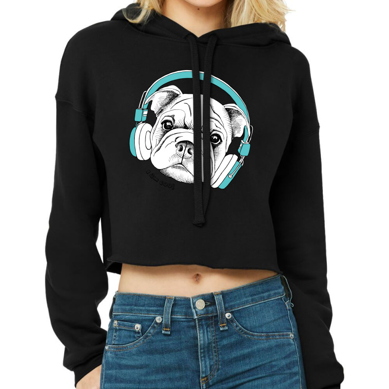 Cute Dog Listening To Music With Headphones Cropped Hoodie by ŞEN | Artistshot