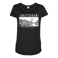 Amsterdam Vintage Netherlands Black & White Amsterdam T Shirt Maternity Scoop Neck T-shirt | Artistshot