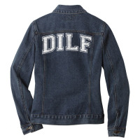 Dilf Varsity Style Dad Older More Mature Men T Shirt Ladies Denim Jacket | Artistshot