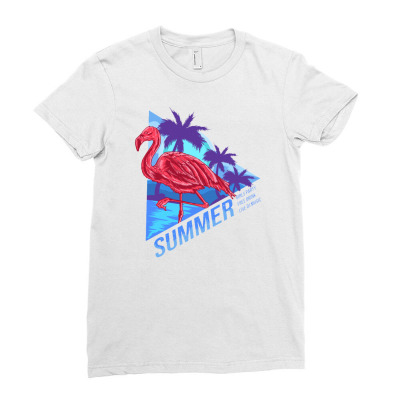 Flamingo Summer Ladies Fitted T-shirt Designed By Maadart