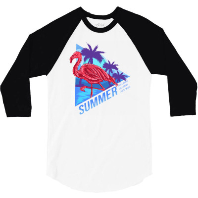 Flamingo Summer 3/4 Sleeve Shirt Designed By Maadart