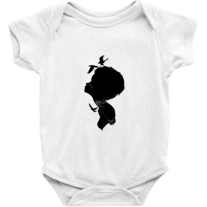 Black Woman With Black Bird Baby Bodysuit by coşkun | Artistshot