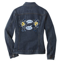 Atom Proton Electron Positive Word Game Ladies Denim Jacket | Artistshot