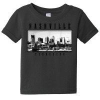 Nashville Tennessee Vintage Skyline Country Music City T Shirt Baby Tee | Artistshot