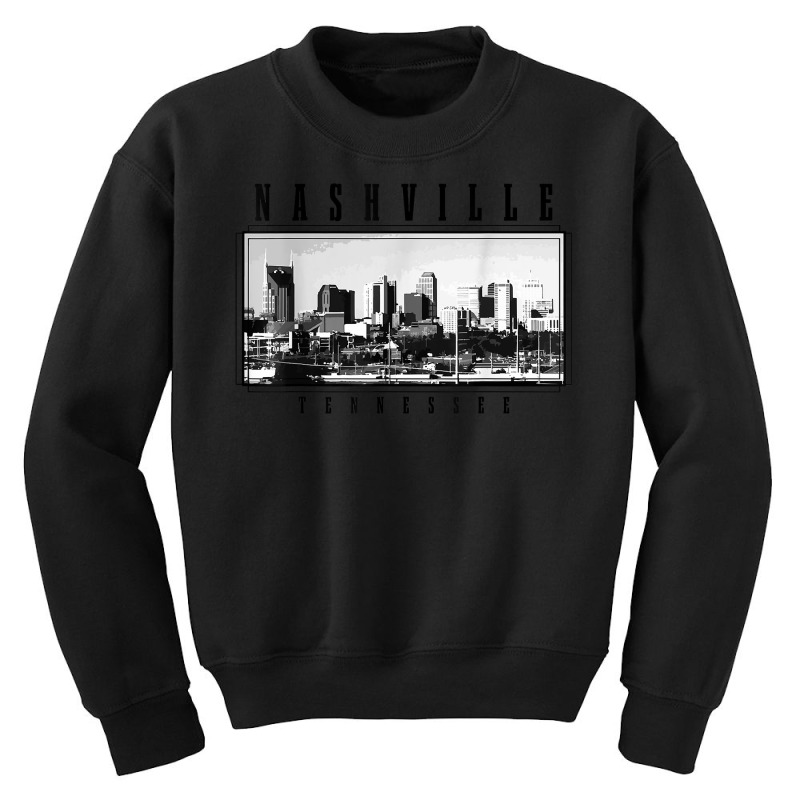 Nashville Tennessee Vintage Skyline Country Music City T Shirt Youth Sweatshirt by jermonmccline | Artistshot